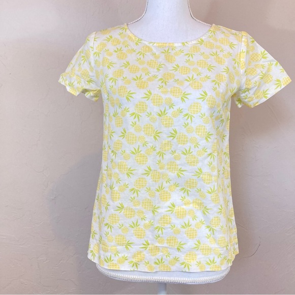 J Crew Factory Pineapple Linen Shirt XXS - Picture 2 of 8